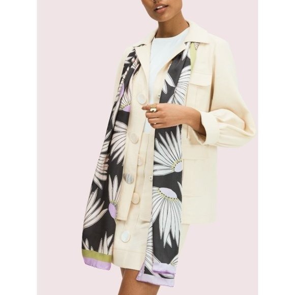 KATE SPADE NEW YORK Falling Flower Silk Oblong Scarf  NWT - Picture 1 of 3